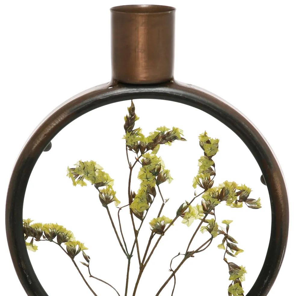 Bougeoir en fer (x2) fleurs séchées