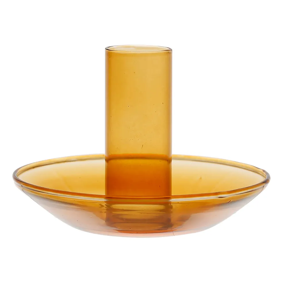 Bougeoir en verre ambre d10xh8cm - Funny
