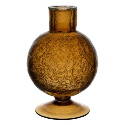 Bougeoir en verre ambre h15.4cm - Oanez
