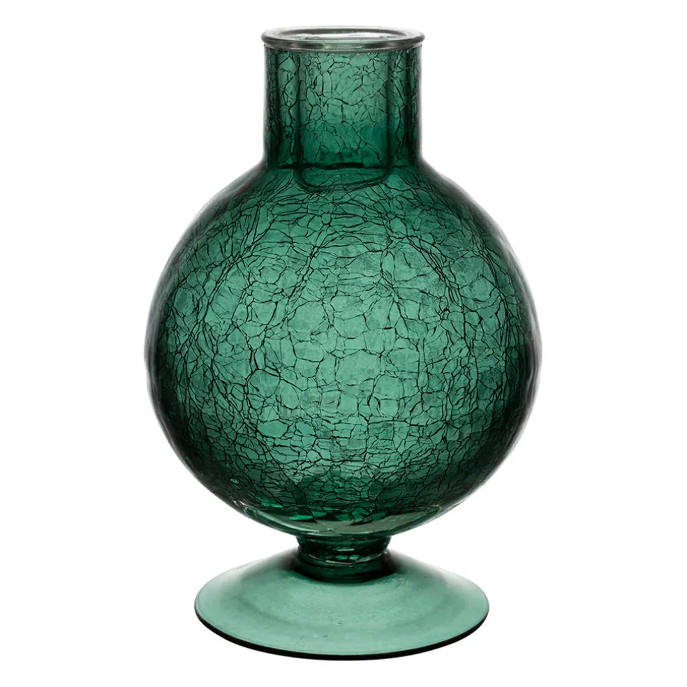 Bougeoir en verre émeraude h15.6cm - Oanez