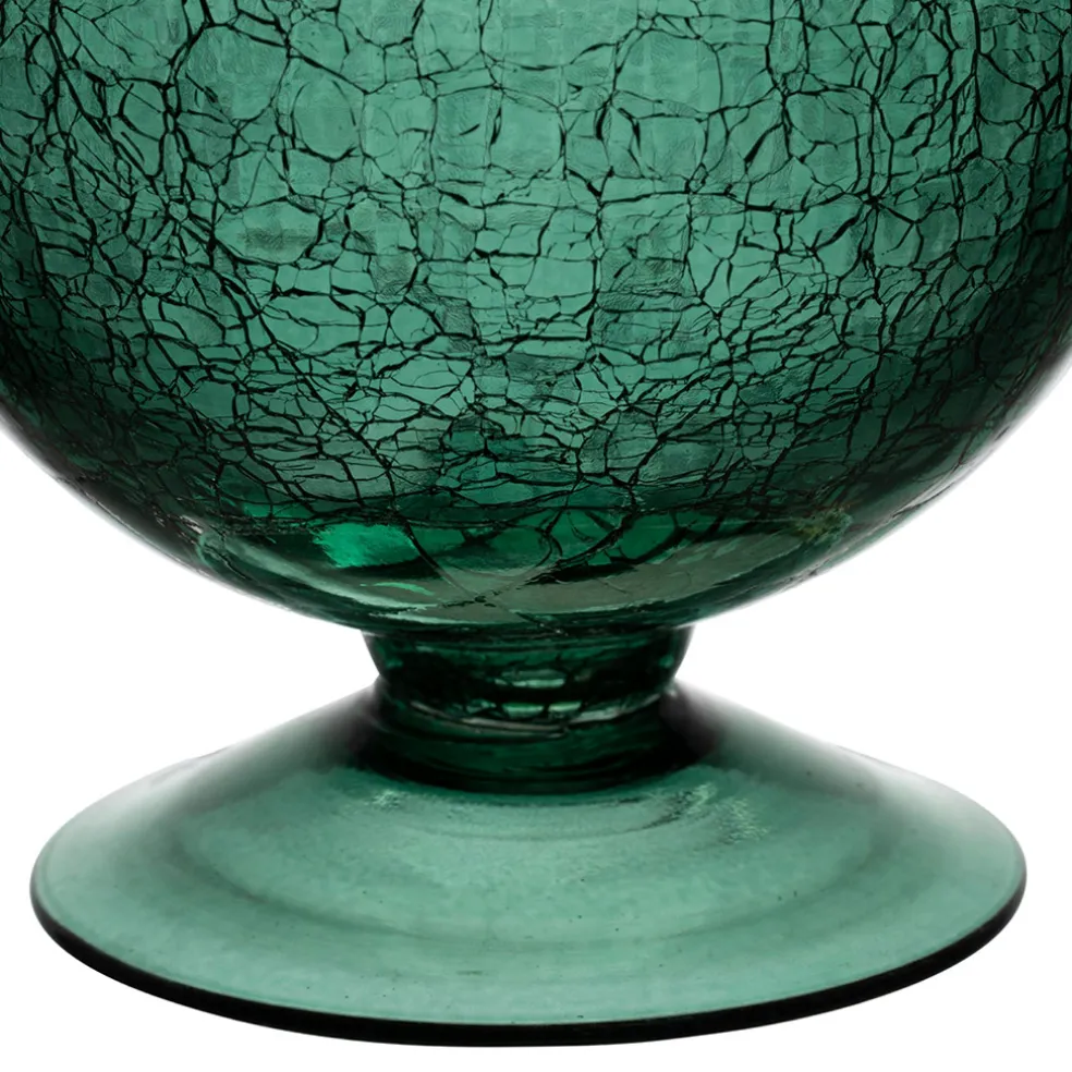 Bougeoir en verre émeraude h15.6cm - Oanez