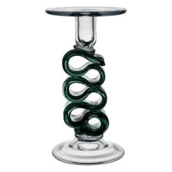 Bougeoir en verre émeraude h23.5cm - Sablon