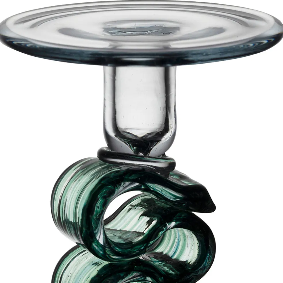 Bougeoir en verre émeraude h23.5cm - Sablon