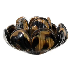Bougeoir en verre noir et camel h6cm - Camélia