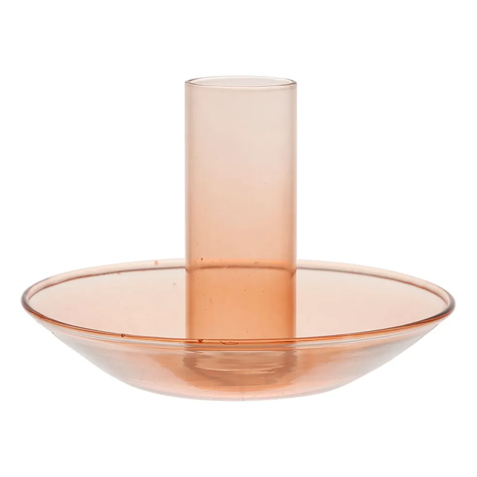 Bougeoir en verre terracotta d10xh8cm - Funny