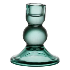 Bougeoir en verre vert d'eau h10cm - Alphe