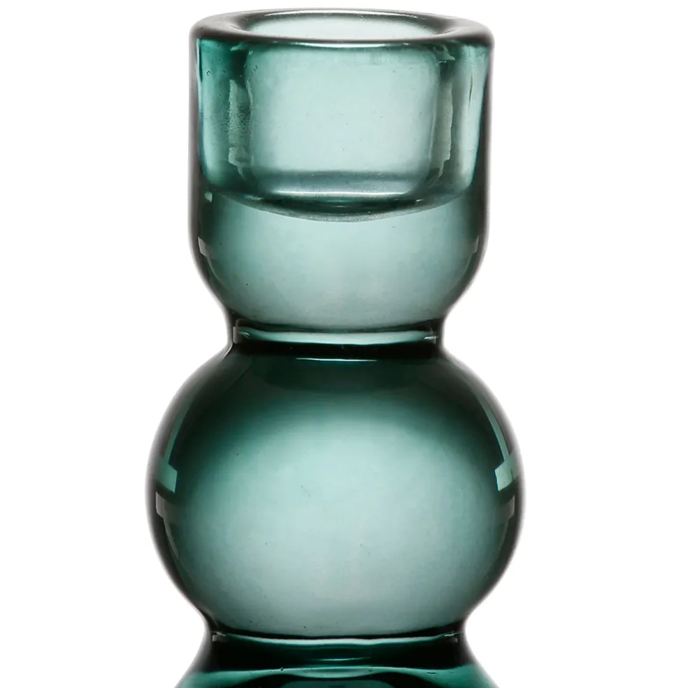 Bougeoir en verre vert d'eau h10cm - Alphe