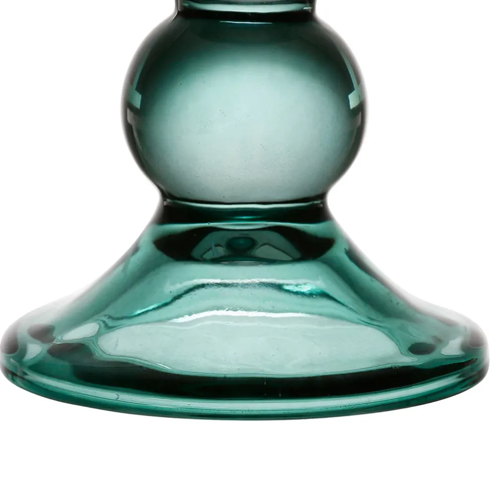 Bougeoir en verre vert d'eau h10cm - Alphe