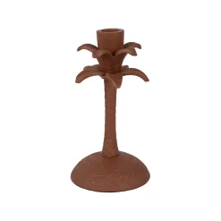 Bougeoir palmier en aluminium terracotta h19cm - Tropic Etoil