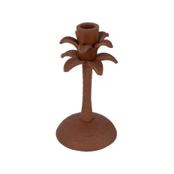 Bougeoir palmier en aluminium terracotta h19cm - Tropic Etoil