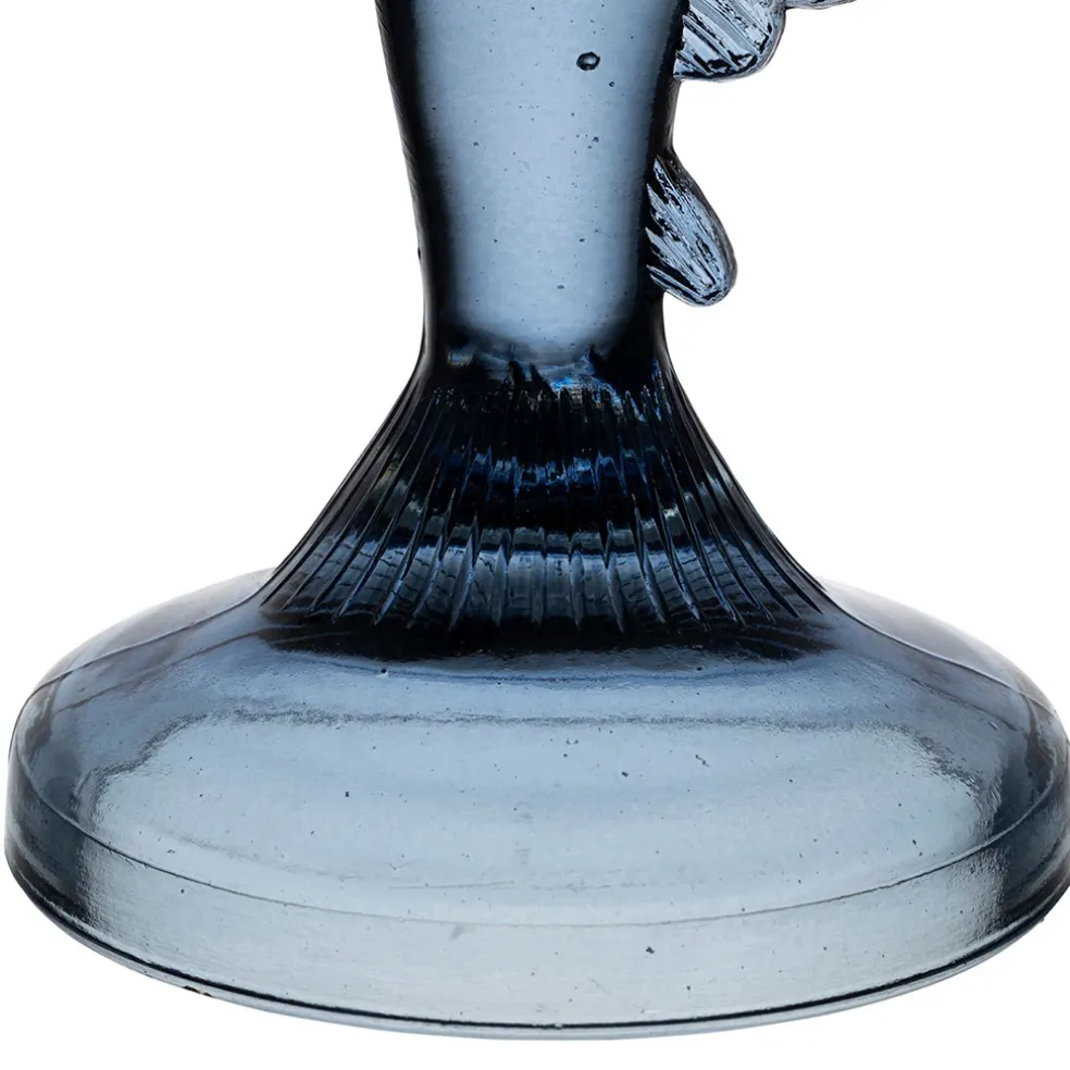 Bougeoir poisson en verre bleu h20cm - Oanez
