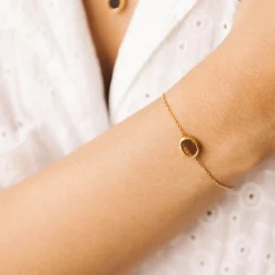 Bougie Bijou Bracelet Or pierre Oreil du tigre lavande boisé 50h