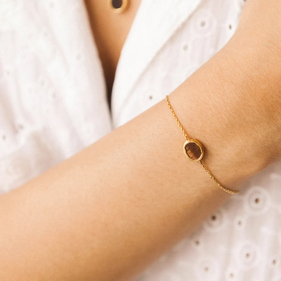 Bougie Bijou Bracelet Or pierre Oreil du tigre lavande boisé 50h