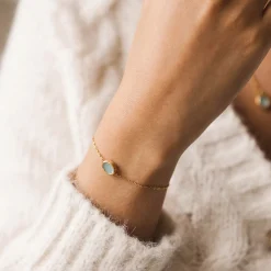 Bougie Bijou Bracelet Or pierre Amazonite lavande boisé 50h