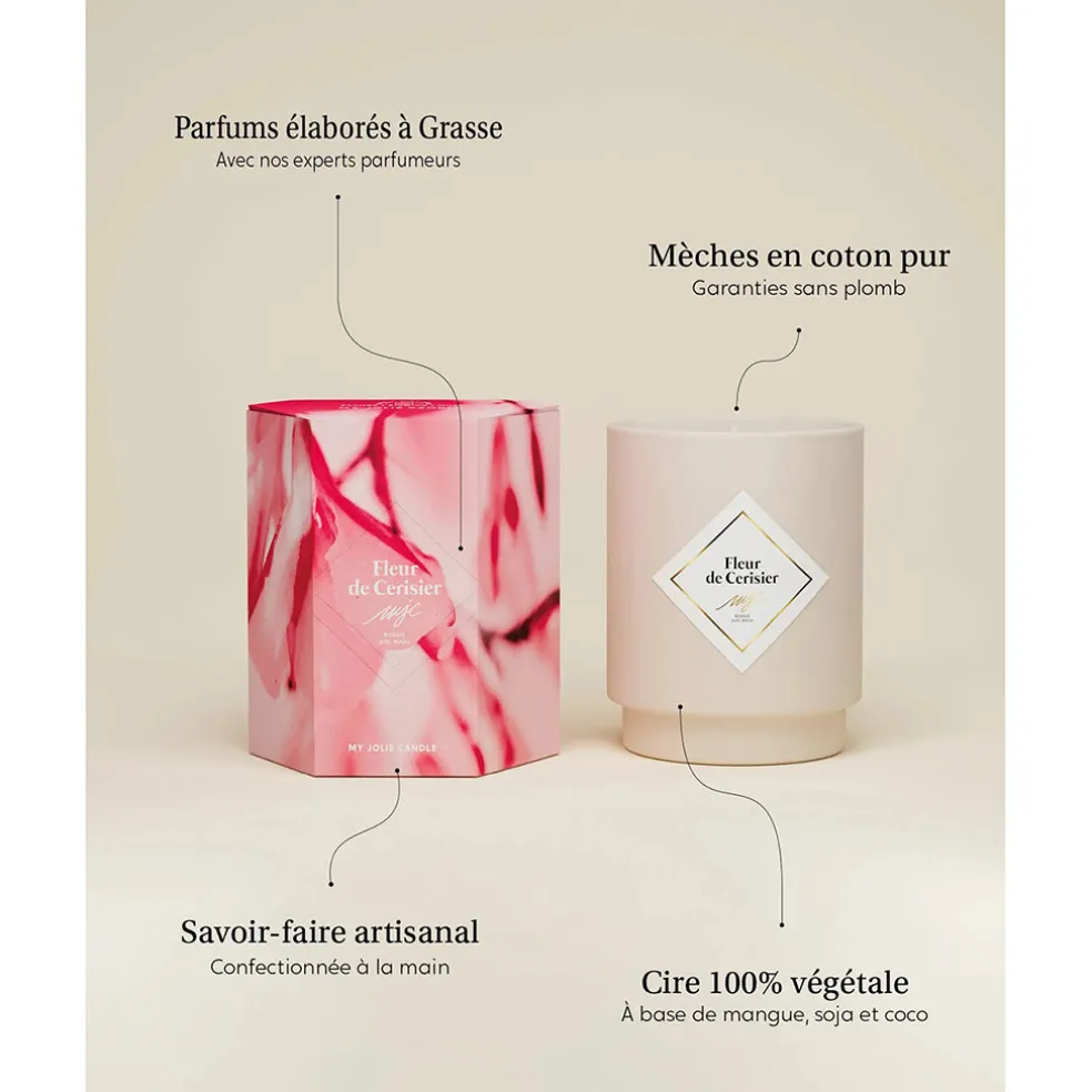 Bougie Bijou Bracelet Or bille beige Fleur de cerisier 45h