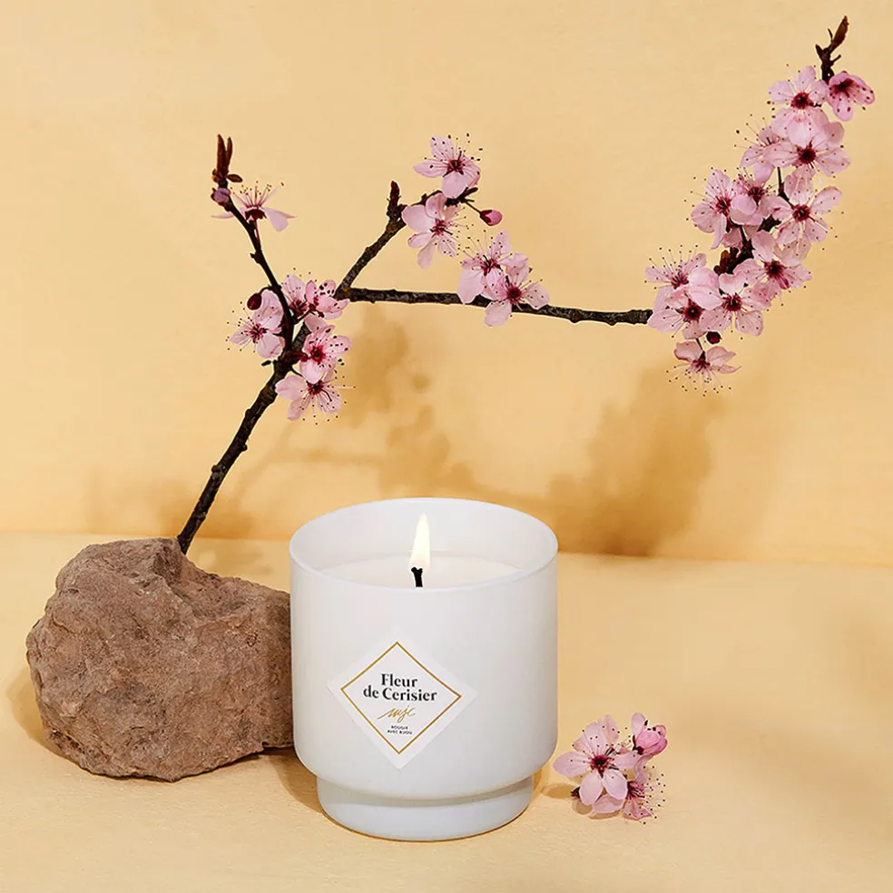 Bougie Bijou Bracelet Or bille noire Fleur de cerisier 45h