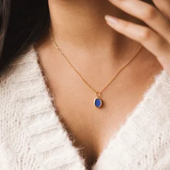 Bougie Bijou Collier Or pierre Lazurite lavande boisé 50h