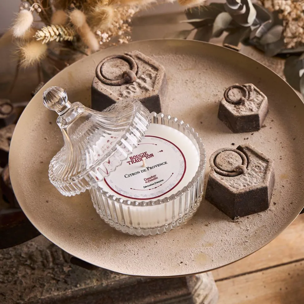 Bougie en verre parfumée citron - Tradition