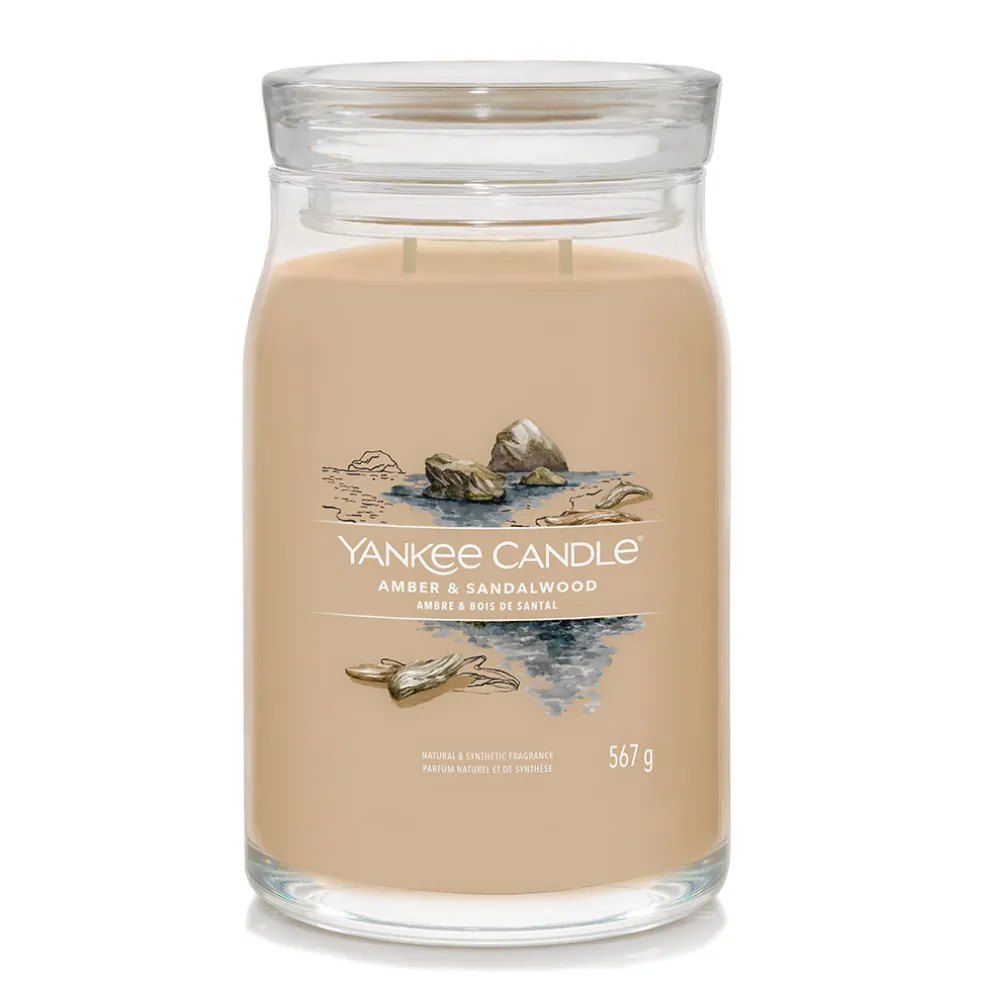 Bougie jarre parfumée Ambre et bois de santal 100h