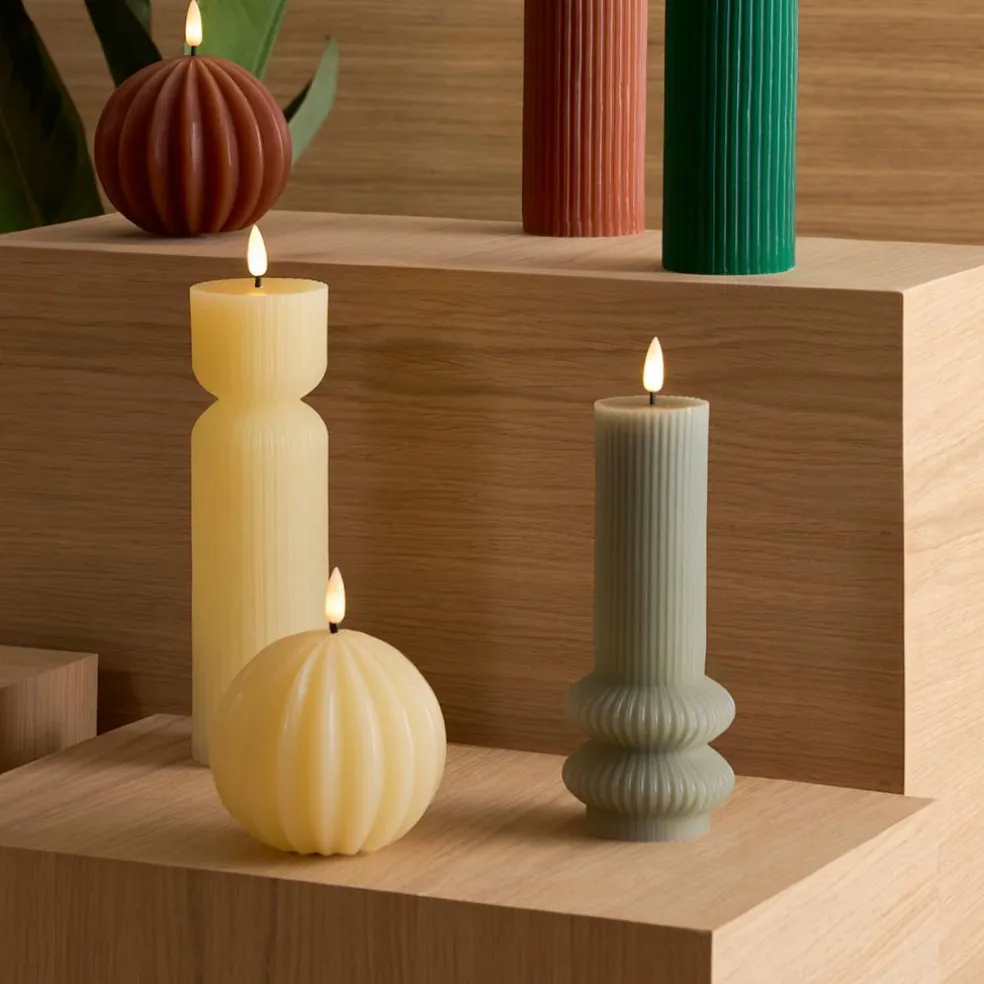 Bougie led boule ivoire h12cm