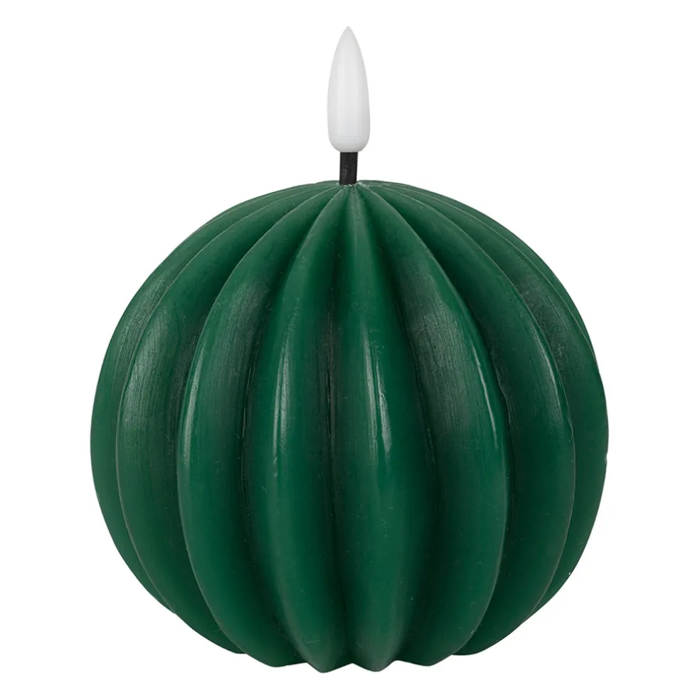 Bougie led boule vert sapin h12cm