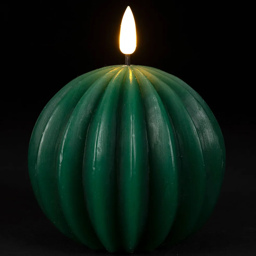 Bougie led boule vert sapin h12cm