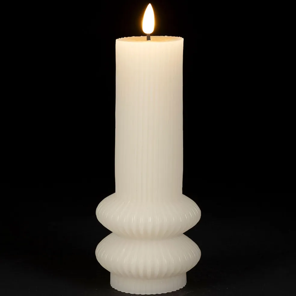 Bougie led pilier ivoire h21cm