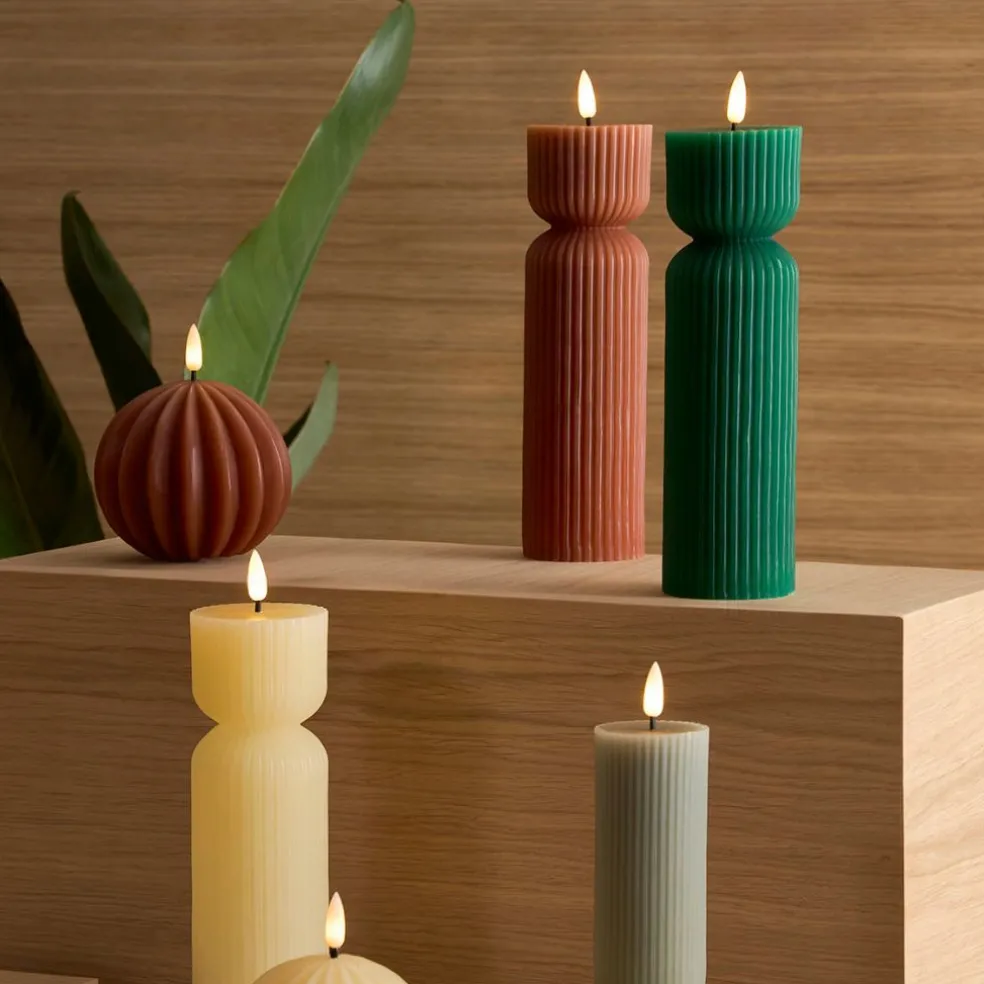 Bougie led pilier terracotta h24.5cm