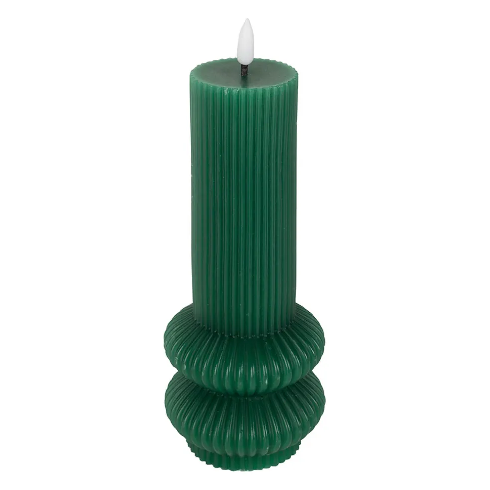 Bougie led pilier vert sapin h21cm