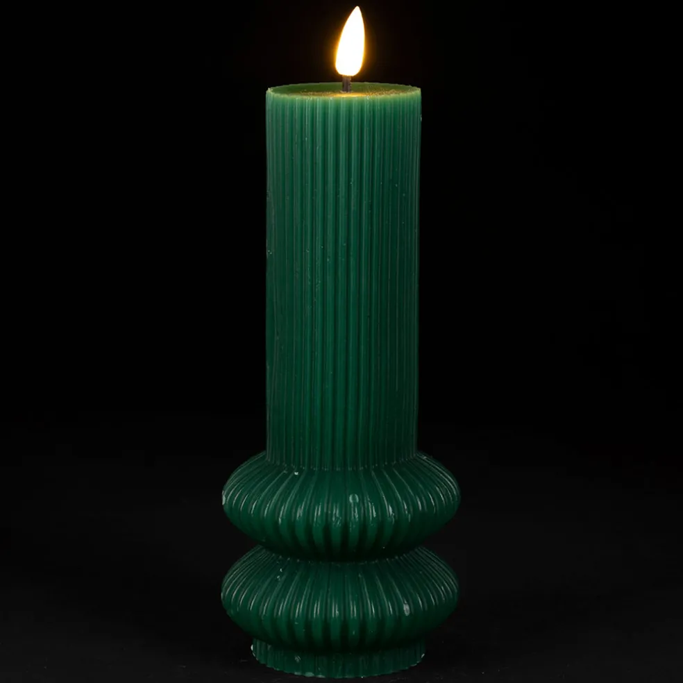 Bougie led pilier vert sapin h21cm