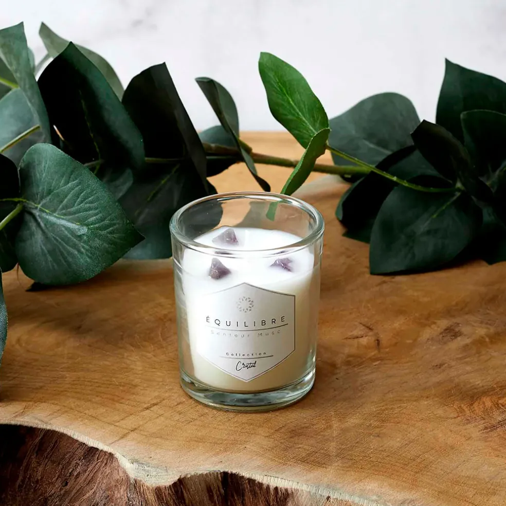 Bougie parfumée Jasmin avec pierre 12h