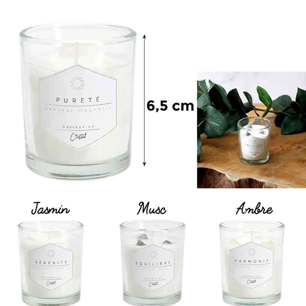Bougie parfumée Jasmin avec pierre 12h