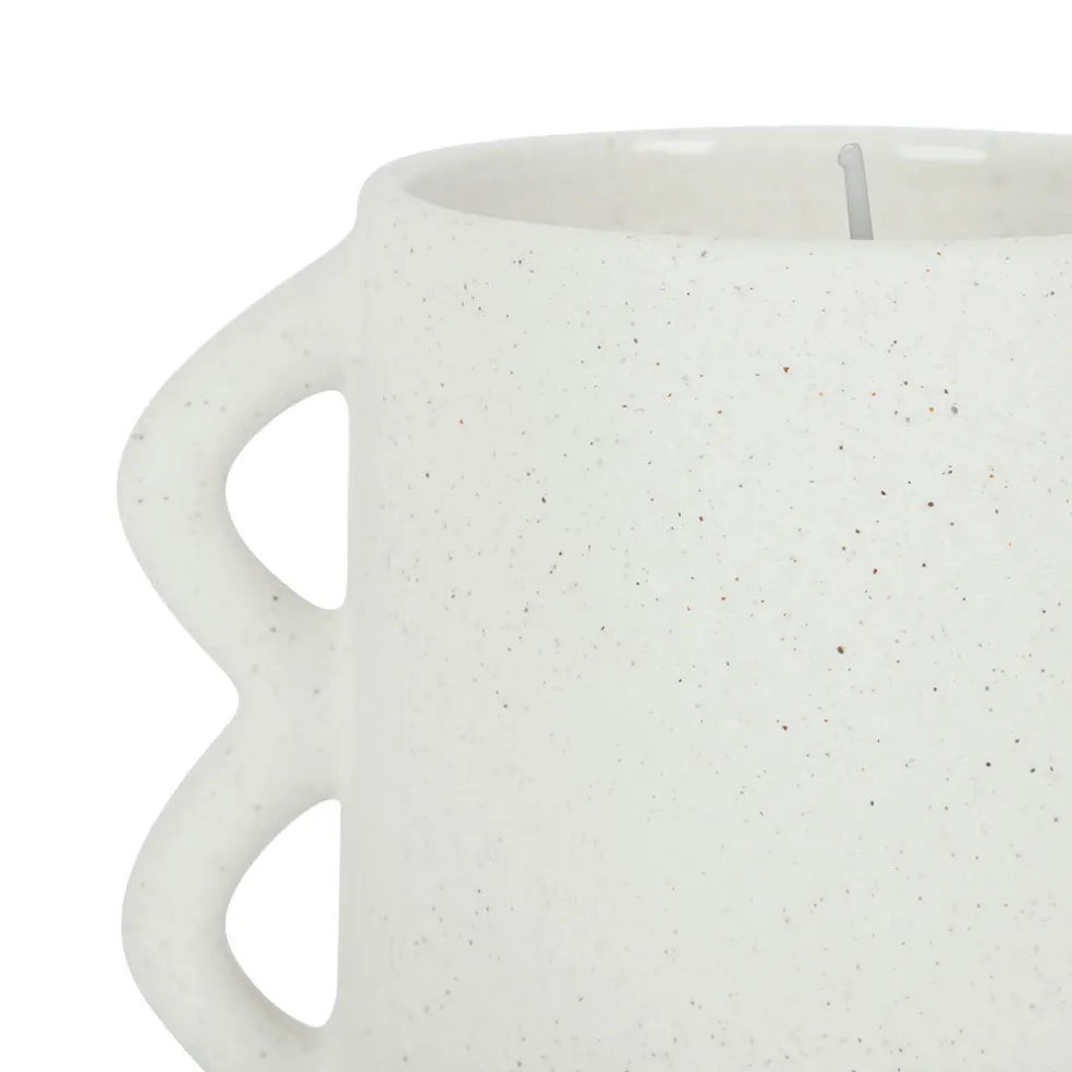 Bougie senteur flora en grès blanc cassé