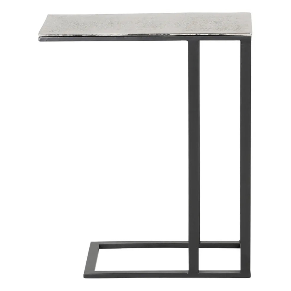 Bout de canape en aluminium et fer argenté - Felia