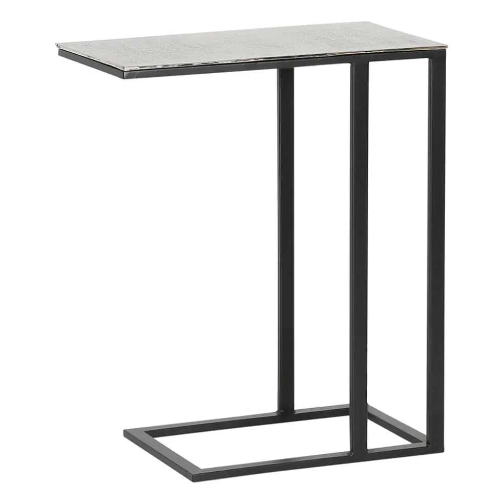 Bout de canape en aluminium et fer argenté - Felia