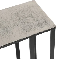 Bout de canape en aluminium et fer argenté - Felia