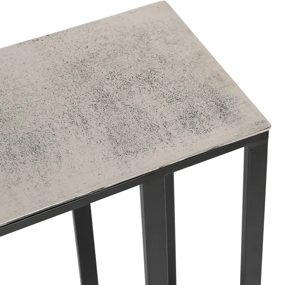 Bout de canape en aluminium et fer argenté - Felia