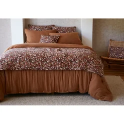 Bout de lit en gaze de coton imprimée camel 90x200cm - Capucine