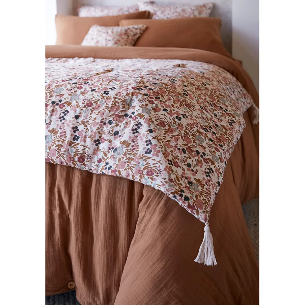 Bout de lit en gaze de coton imprimée pampa 90x200cm - Capucine