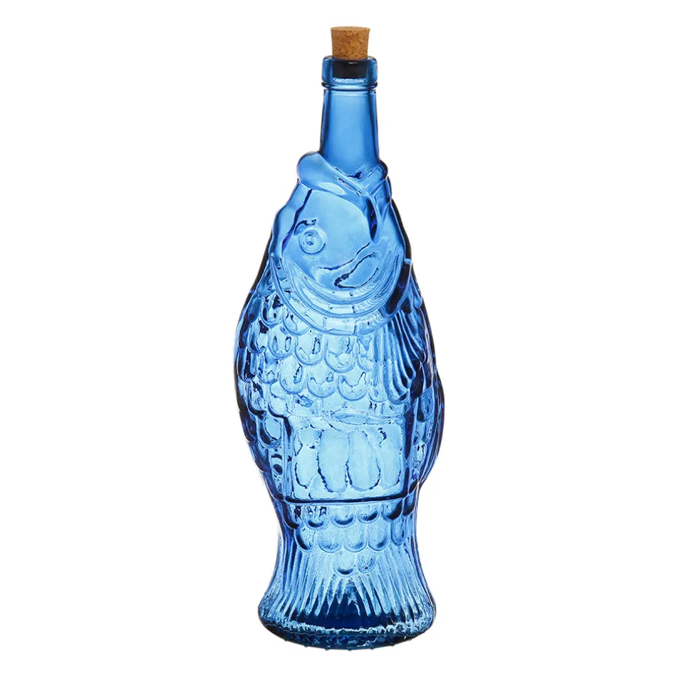 Bouteille Poisson bleu 1.1l en verre recyclé