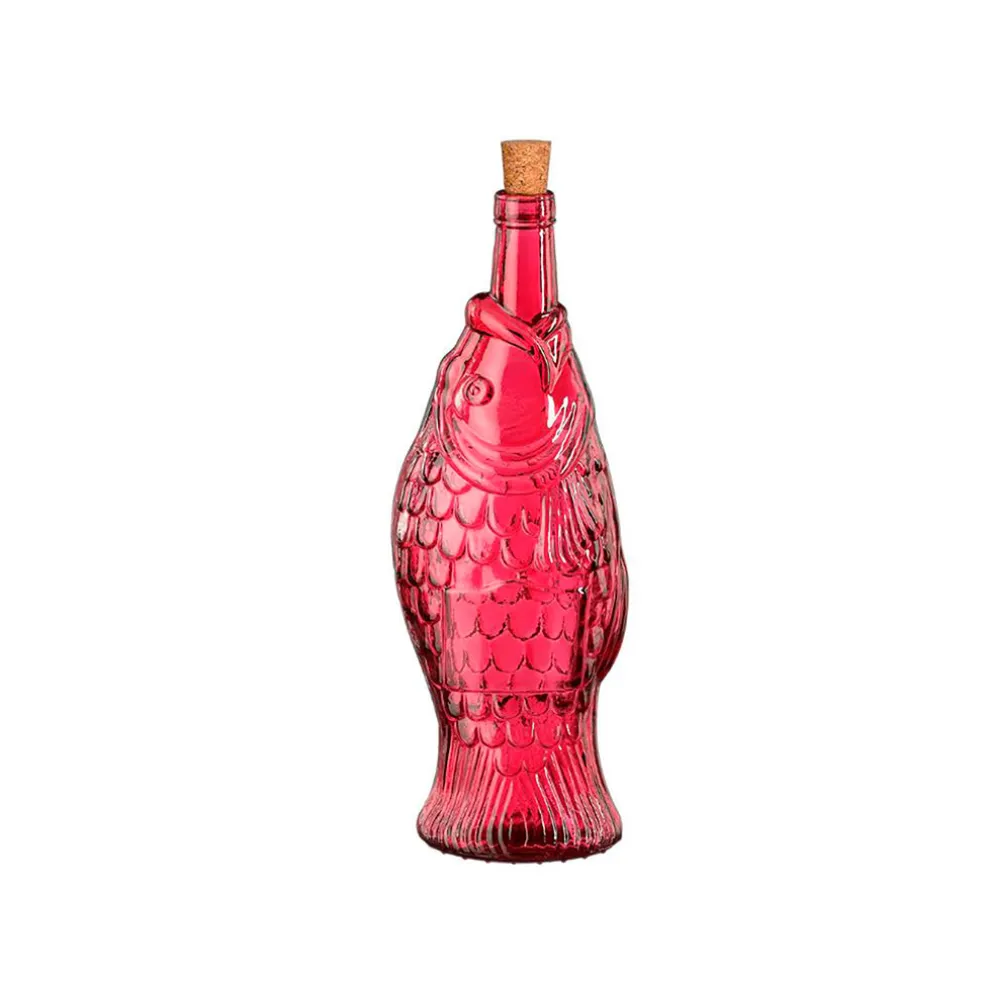 Bouteille poisson en verre rose