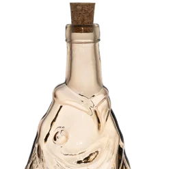 Bouteille Poisson en verre recyclé sablé fumé rose pâle 1.1L