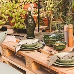 Bouteille Poisson en verre recyclé sablé sauge 1.1l