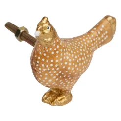 Boutons de porte poules x2 blanc et doré - Campagne