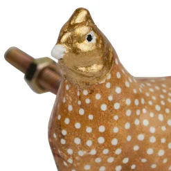 Boutons de porte poules x2 blanc et doré - Campagne