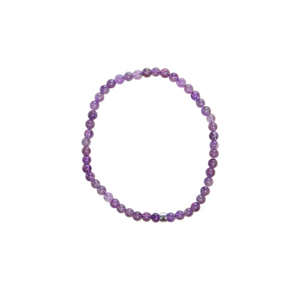 Bracelet améthyste perles rondes 4mm
