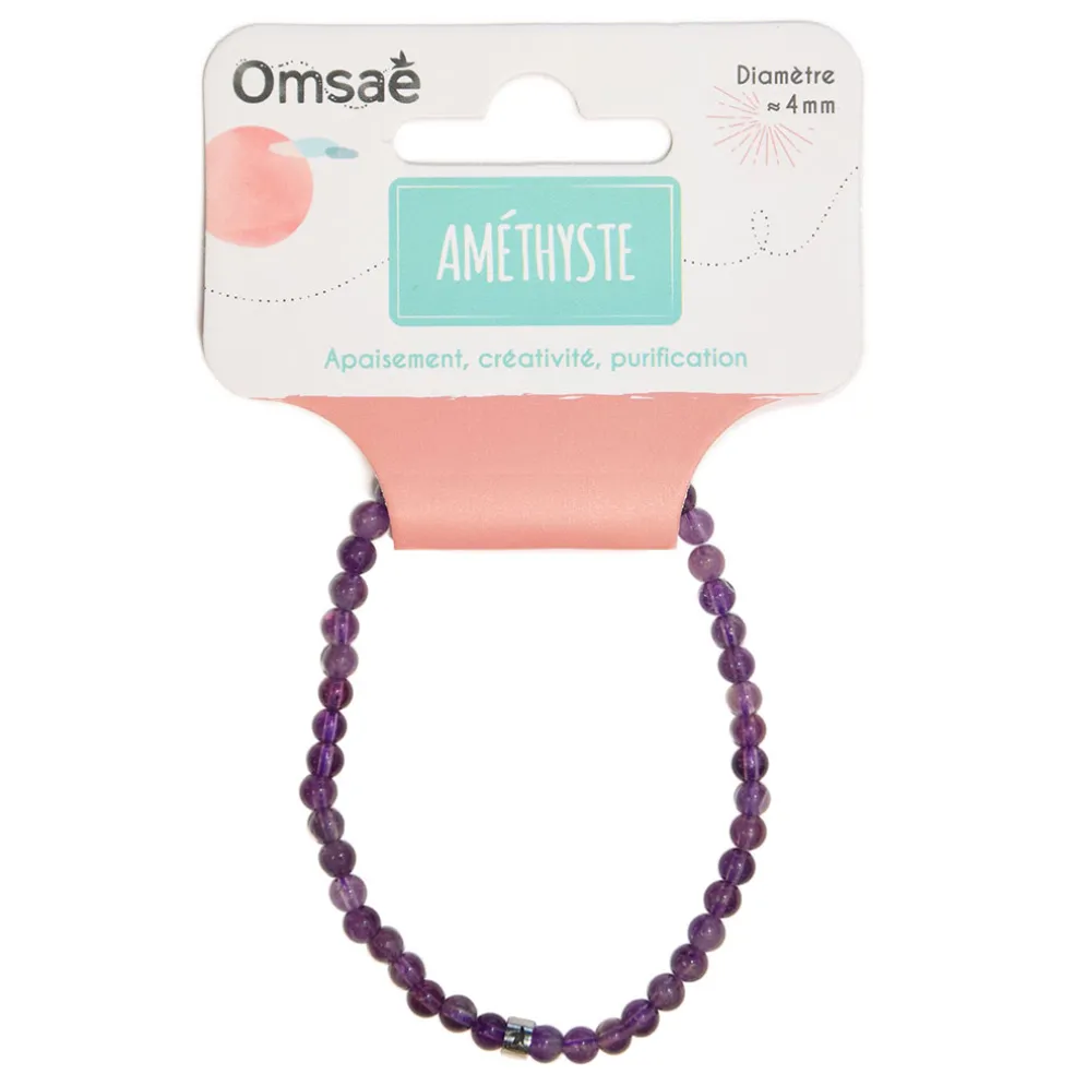 Bracelet améthyste perles rondes 4mm