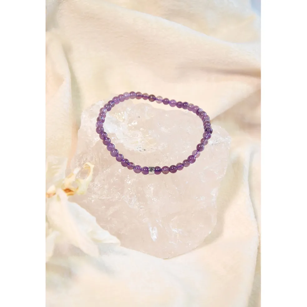 Bracelet améthyste perles rondes 4mm