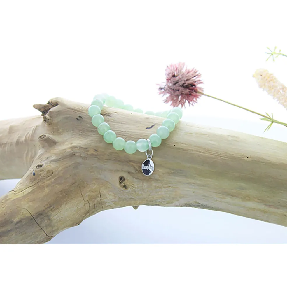 Bracelet aventurine verte perles rondes 8mm et chance