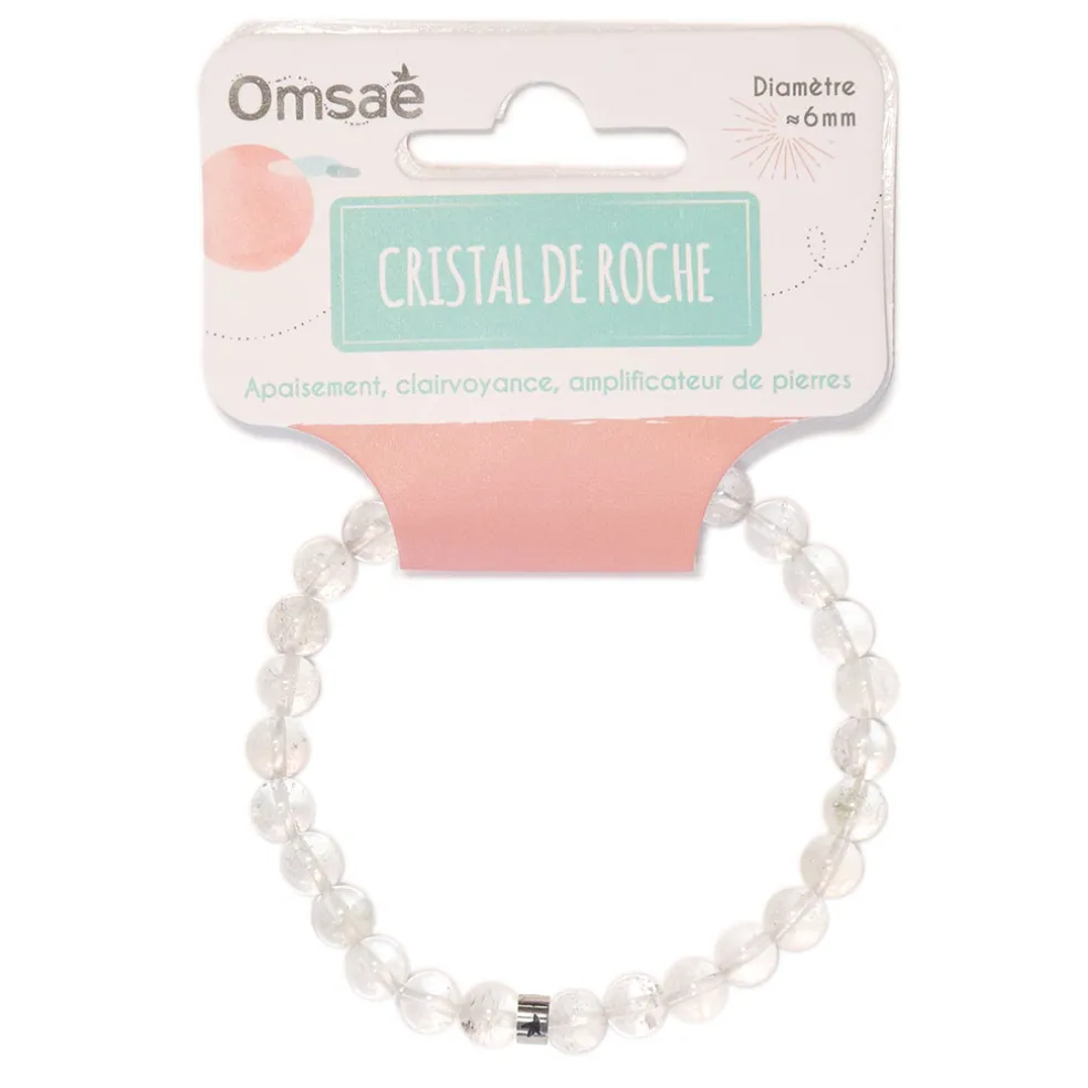 Bracelet cristal de roche perles rondes 6mm